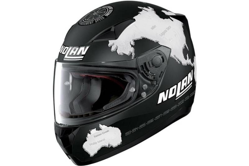 CASCO NOLAN N60 5 GEMINI REP CARLOS CHECA NEGRO MATE BLANCO