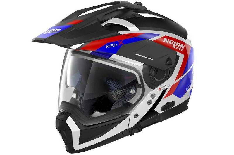 CASCO NOLAN N70 2 X GRAND ALPES BLANCO METALIZADO ROJO AZUL