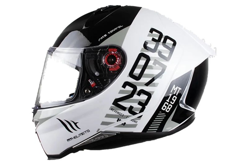 CASCO MT REVENGE 2 CHRONO BLANCO NEGRO GRIS BRILLANTE