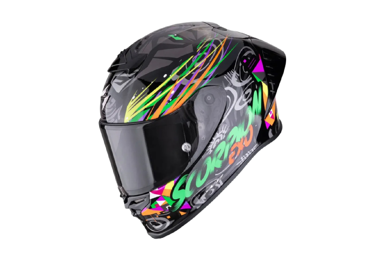 Casco Integral Scorpion Exo R1 II Air Savage Negro Verde Naranja