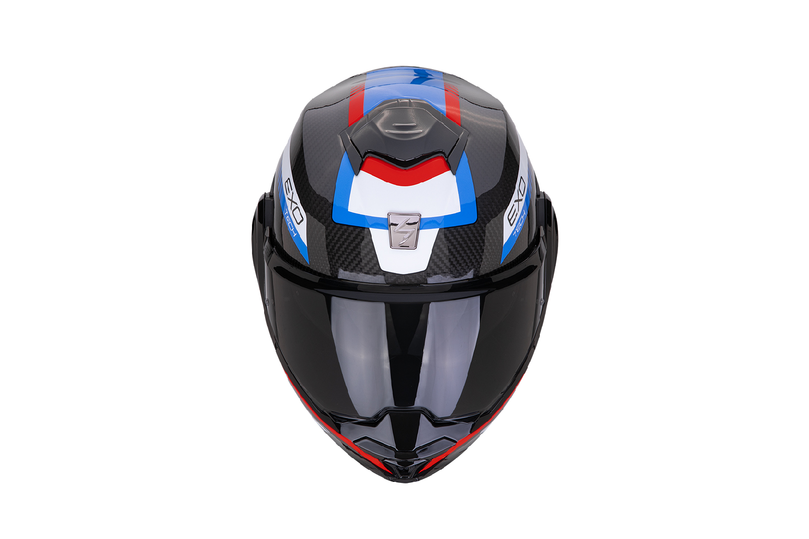 Casco Abatible Scorpion Exo Tech EVP Carbon Cossy Negro Azul Rojo - Image 2