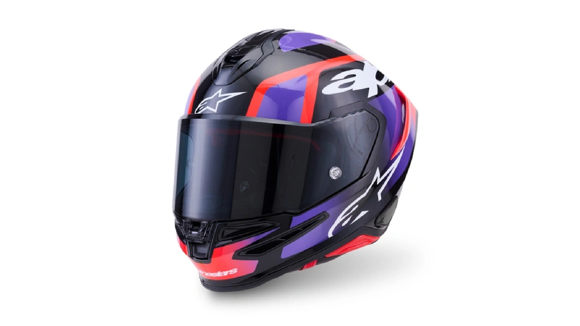 Casco Alpinestars Supertech R7 Lumen Negro Morado Rojo Brillante